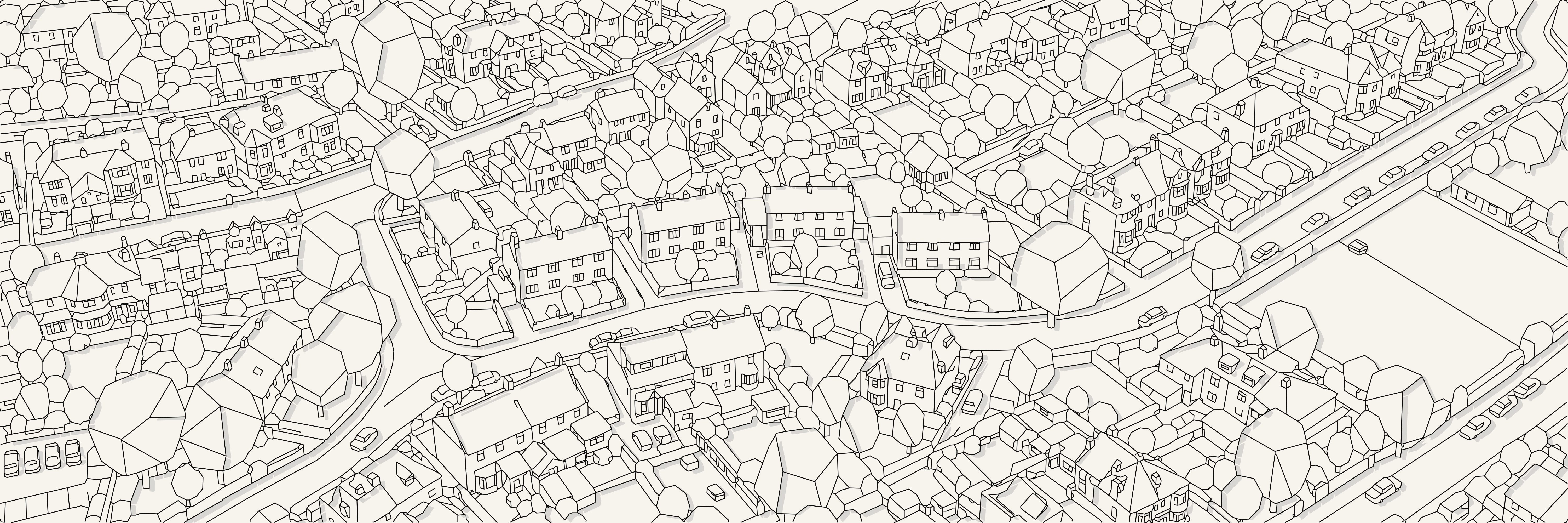Garden Suburb 02 | Noir — 9 × 3 m