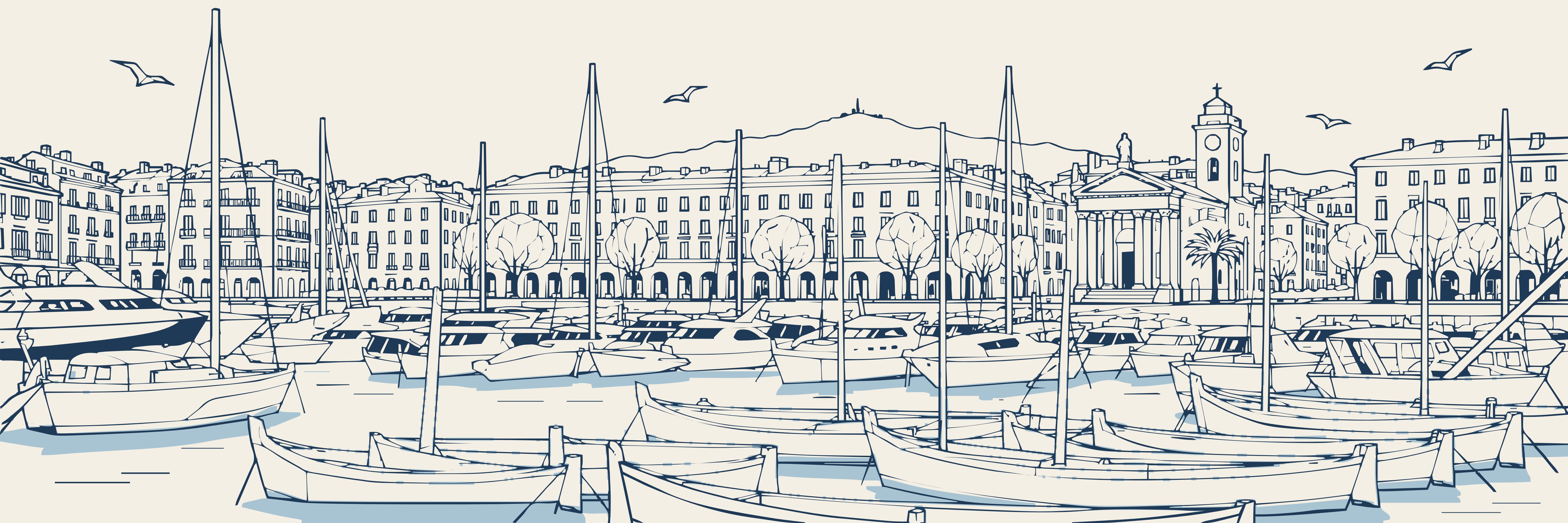 Rooftops Nice Port Lympia | Bleu Méditerranée — 9 × 3 m
