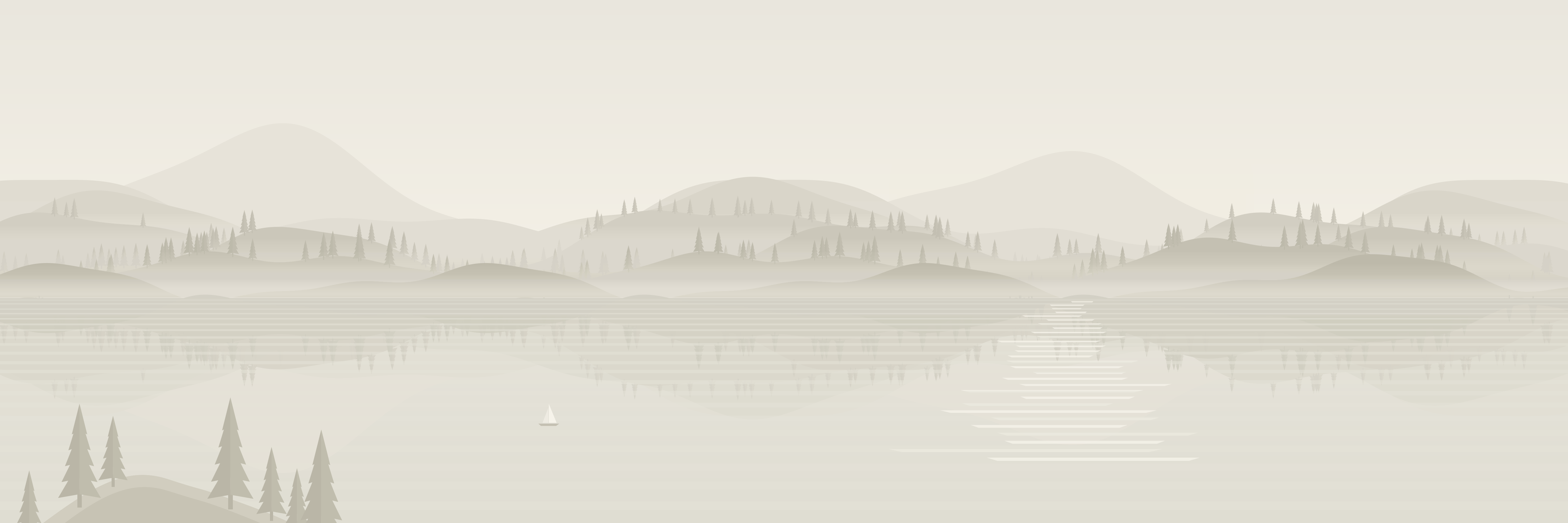 Calm landscape - Mist over the lake — 9 × 3 m