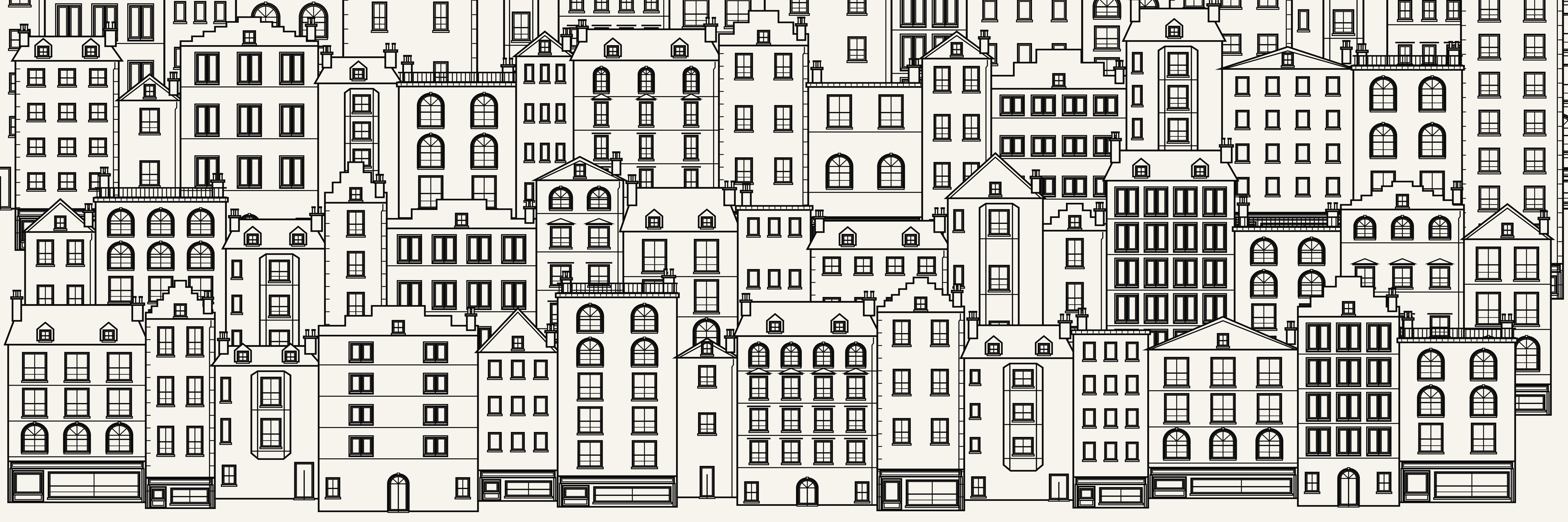 Rooftops Édimbourg | Noir — 9 × 3 m