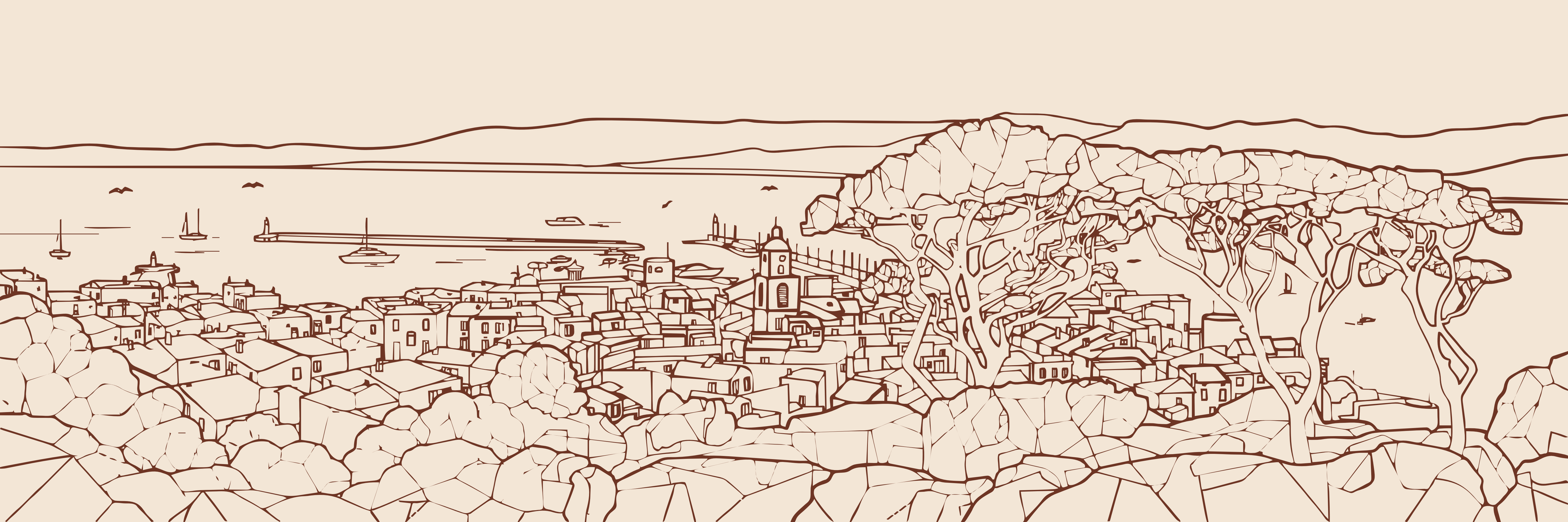 Rooftops Saint-Tropez | Terracotta — 9 × 3 m