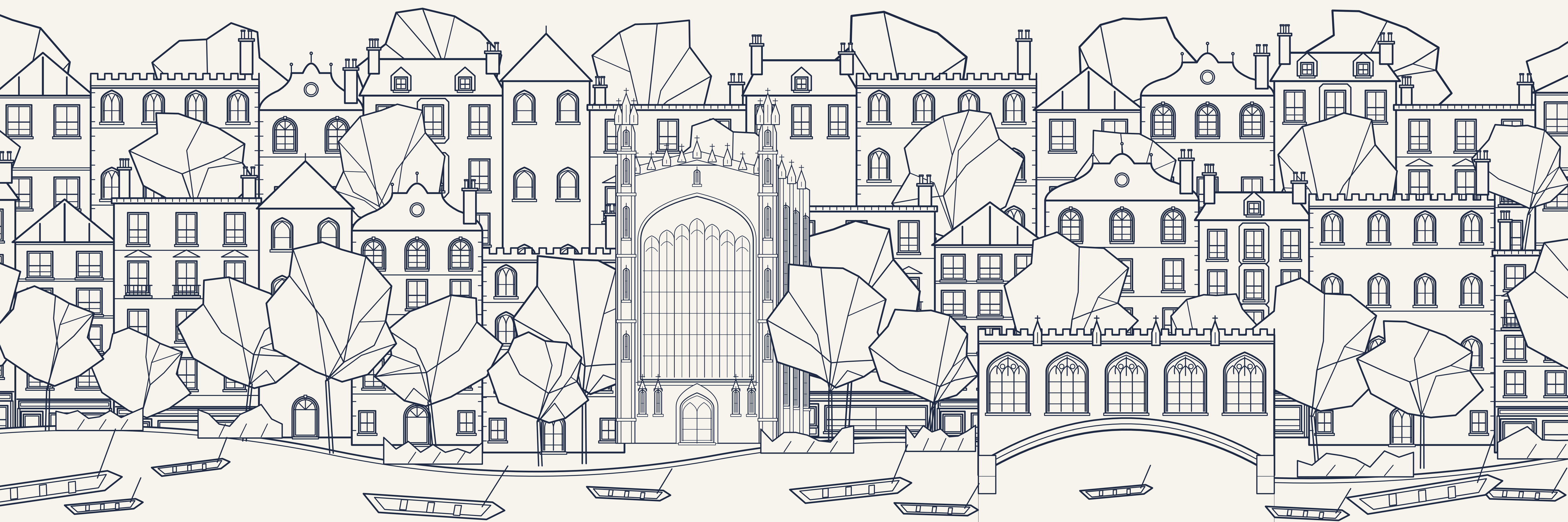 Rooftops Cambridge | Azul marino — 9 × 3 m
