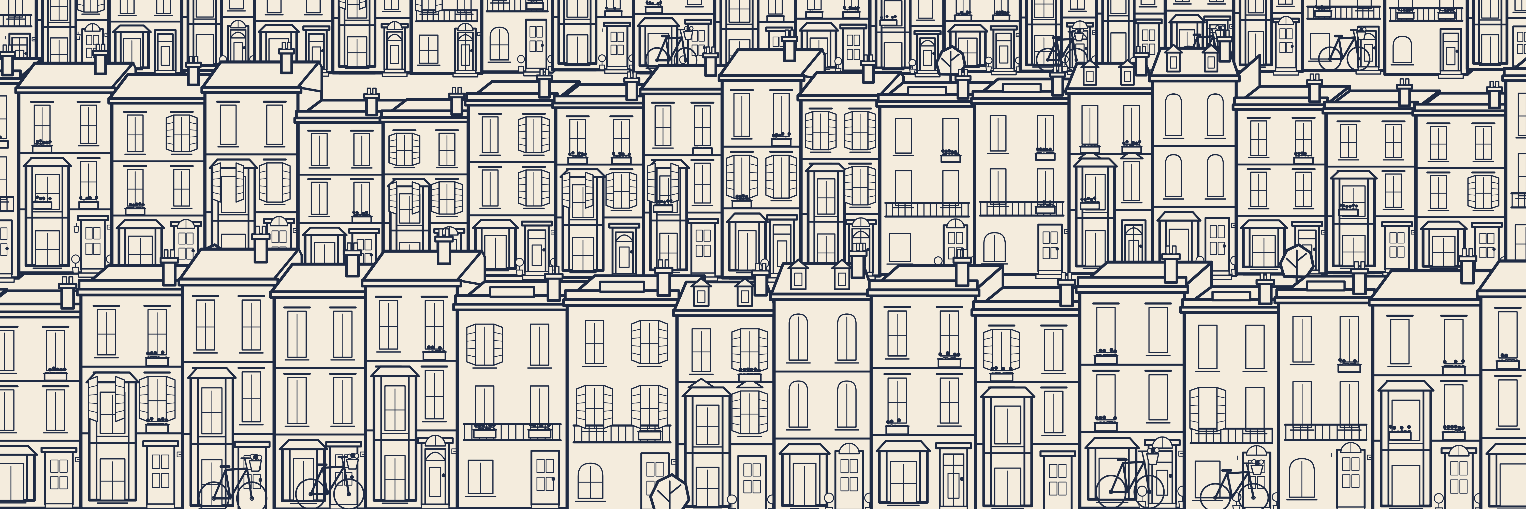 Rooftops Notting Hill | Azul marino — 9 × 3 m
