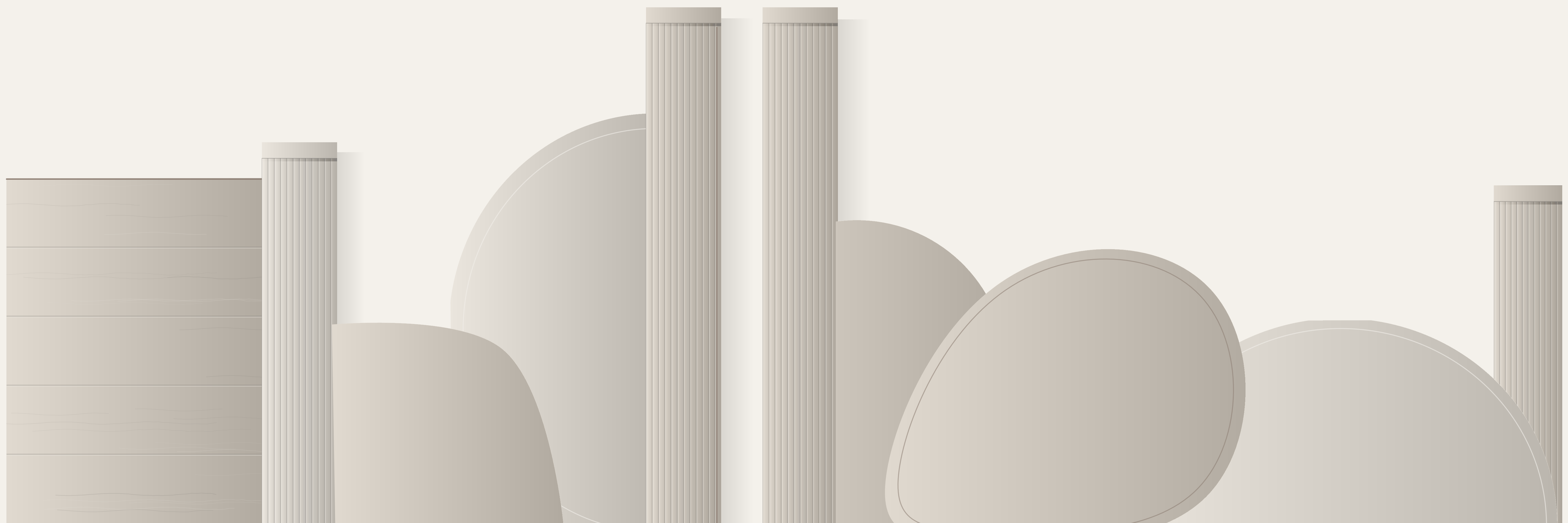 Structure 01 | Chalk, Mushroom & Taupe — 9 × 3 m