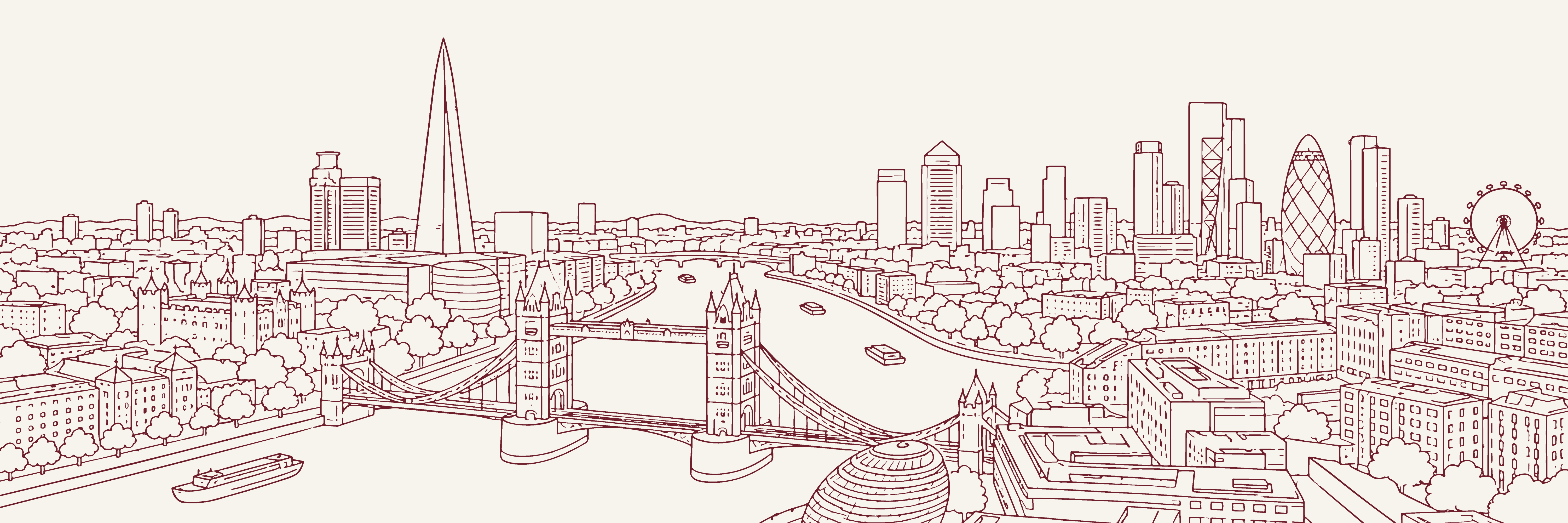 Urban Skyline London | Claret — 9 × 3 m