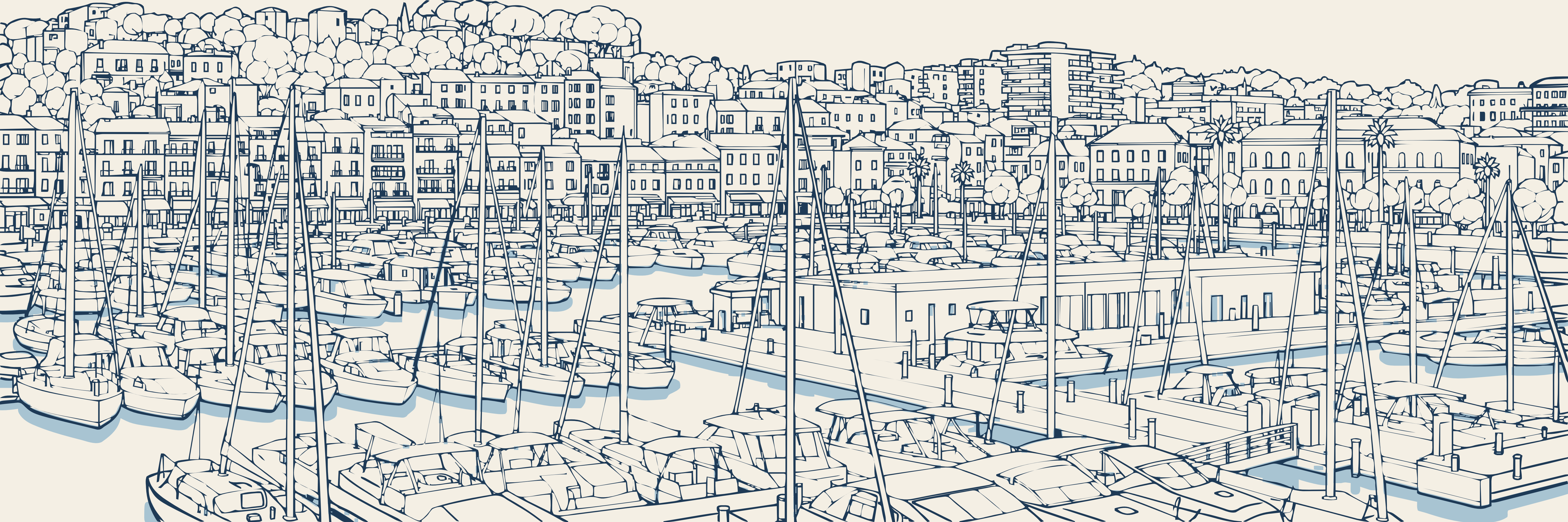 Rooftops Cannes Old Port | Mediterranean Blue — 9 × 3 m