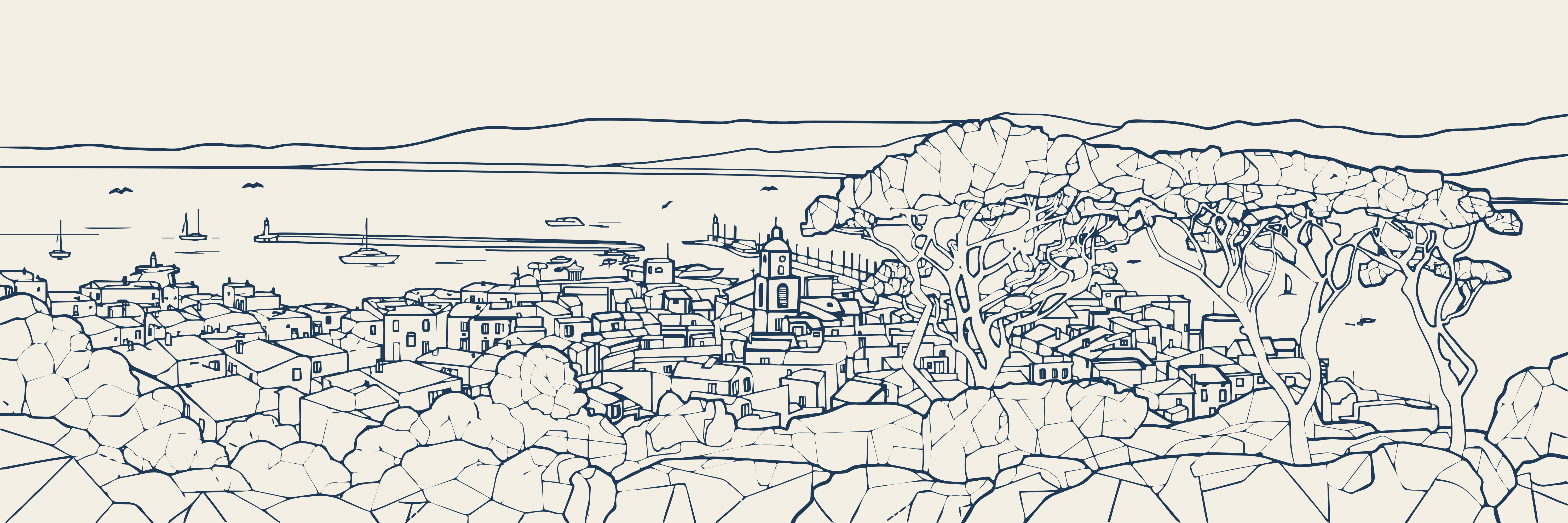 Rooftops Saint-Tropez | Bleu Méditerranée — 9 × 3 m