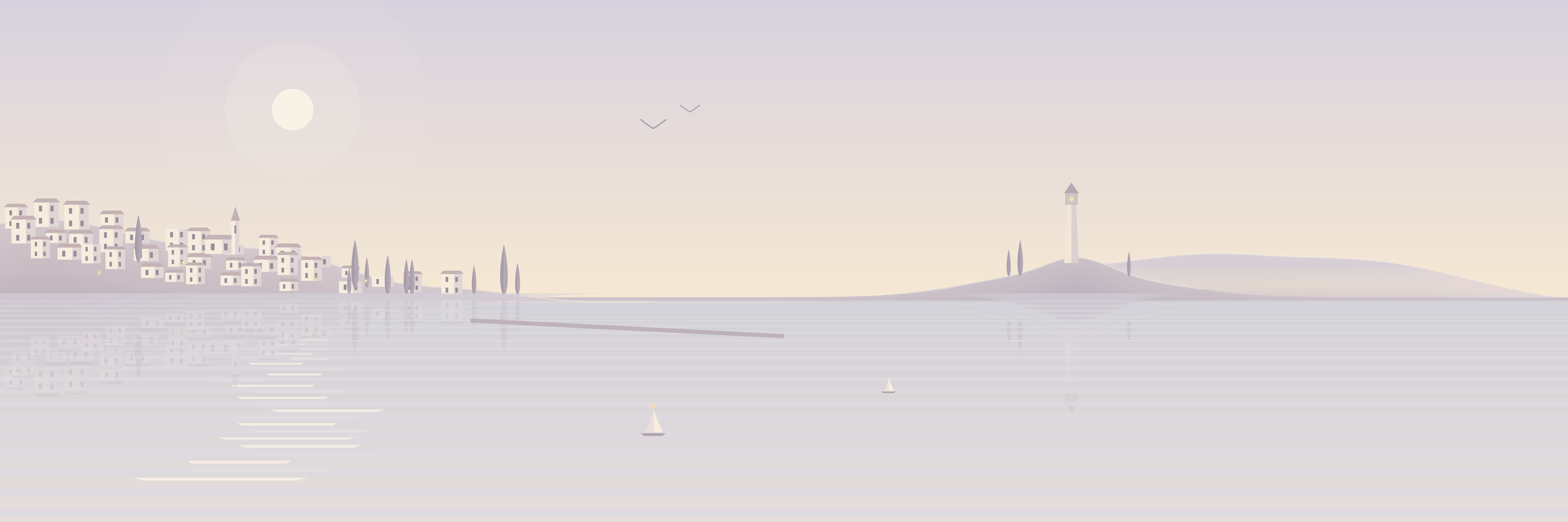 Paisaje tranquilo - Bahía al crepúsculo — 9 × 3 m
