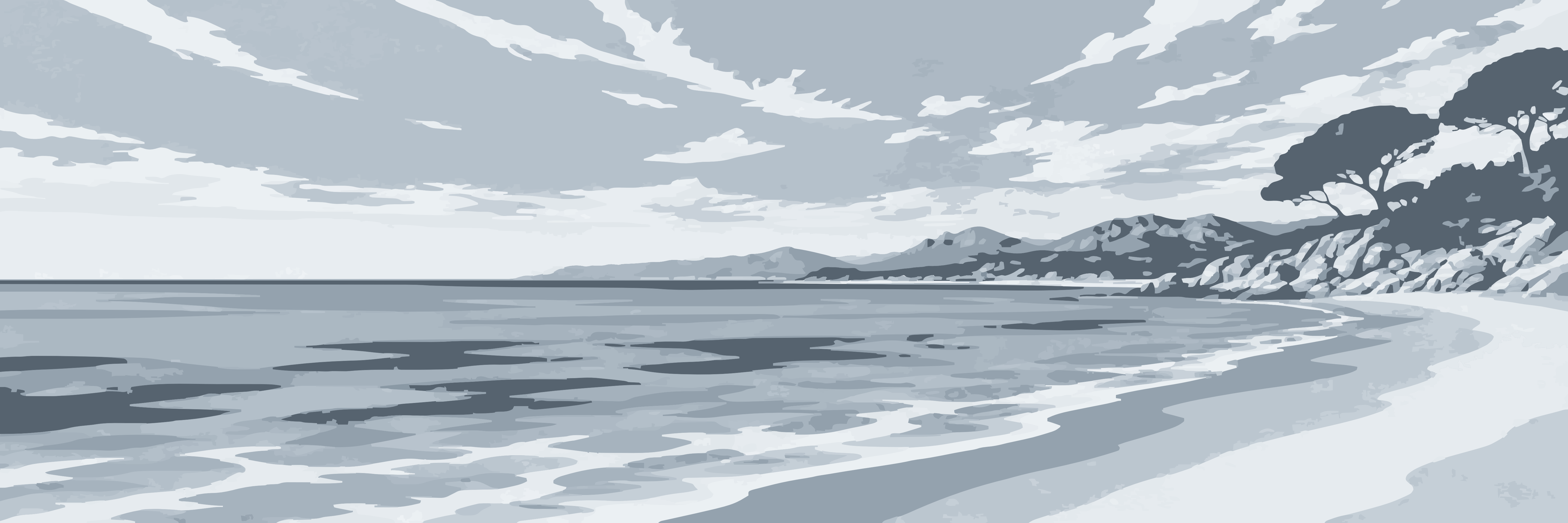 Rivage méditerranéen gris bleuté — 9 × 3 m