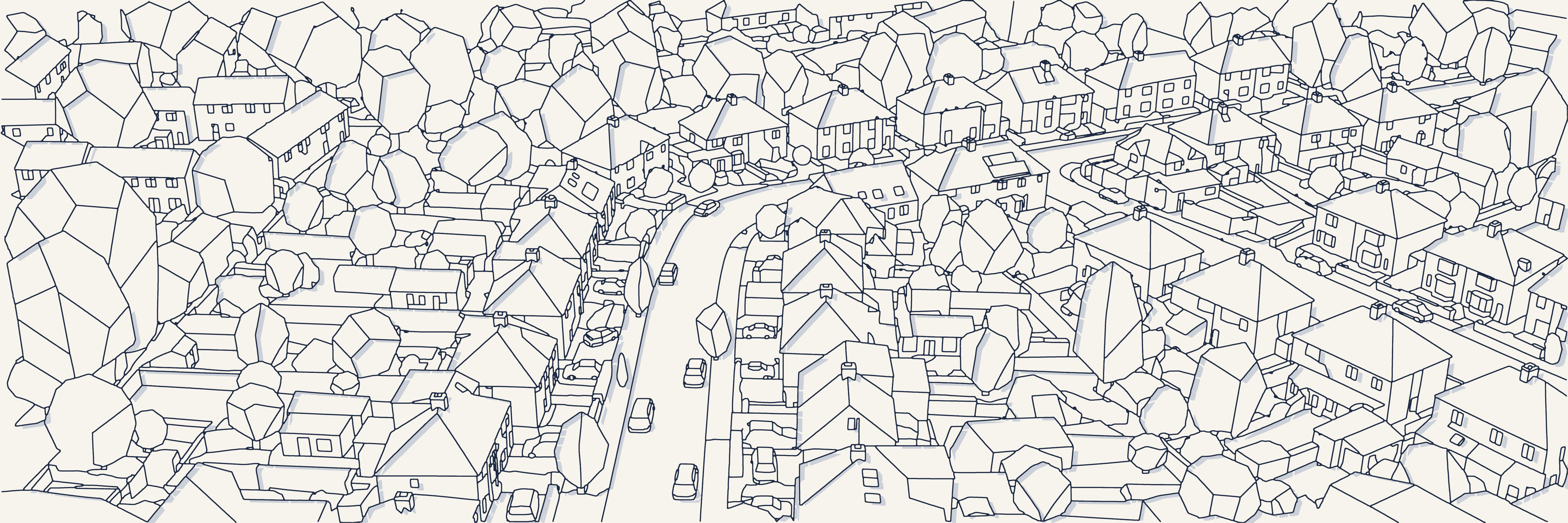 Garden Suburb | Navy — 9 × 3 m