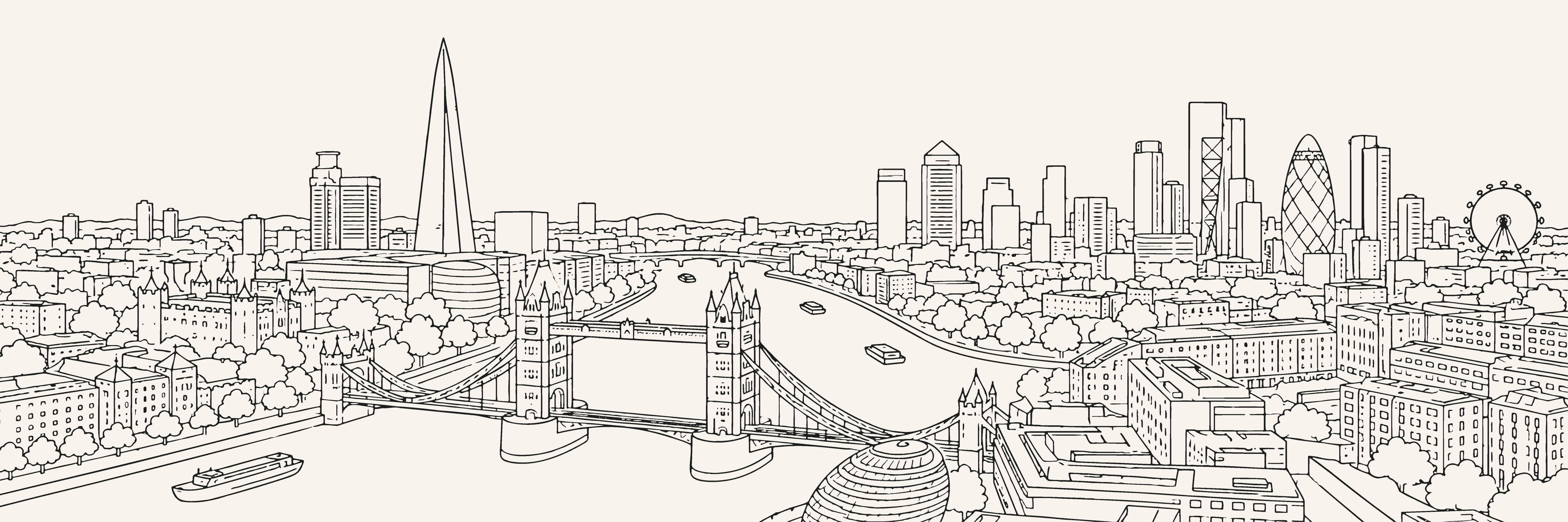Urban Skyline London | Carbón — 9 × 3 m