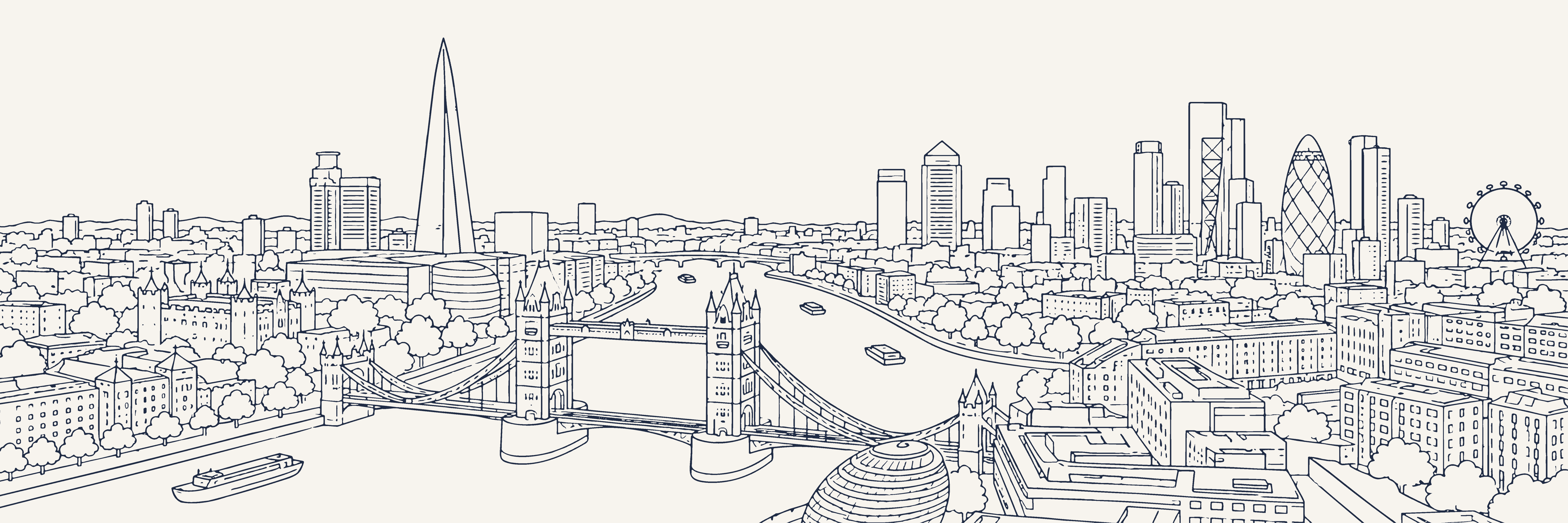 Urban Skyline London | Navy — 9 × 3 m