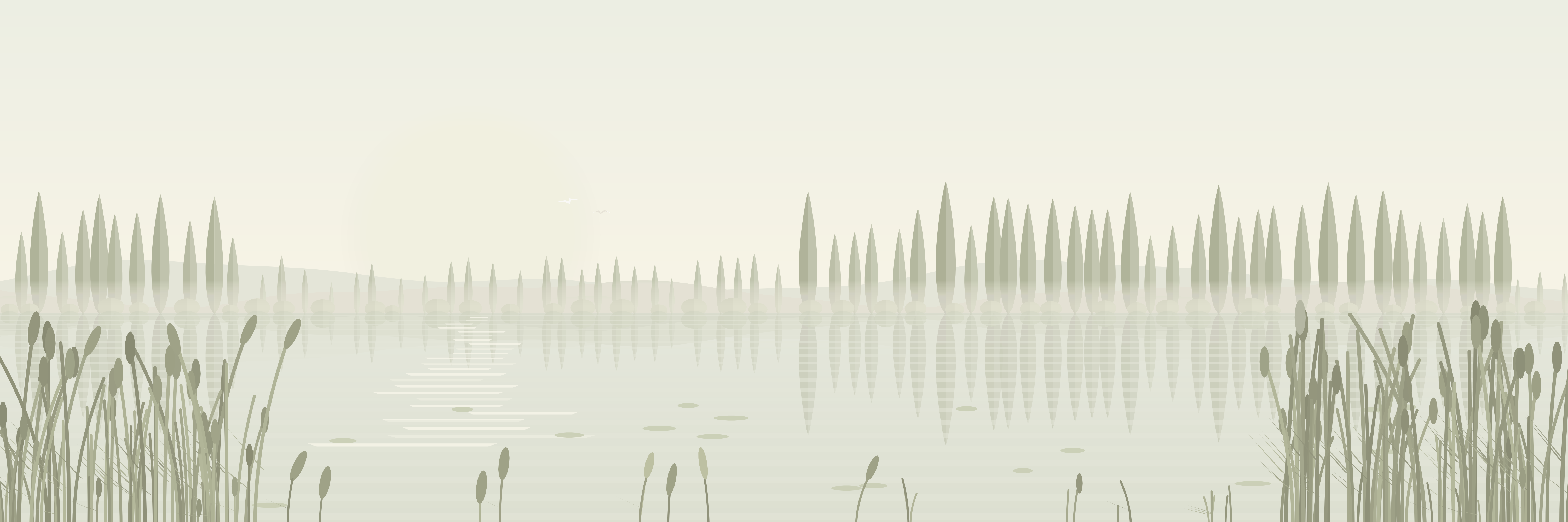 Calm landscape - Pond and reeds — 9 × 3 m