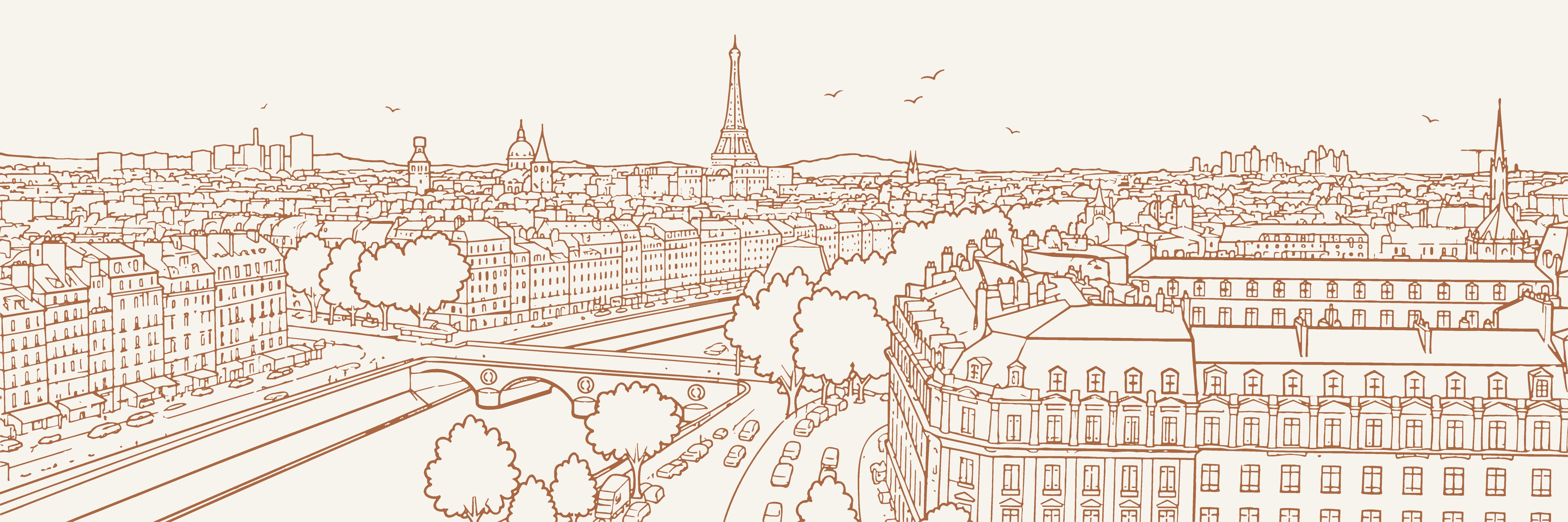 Urban Skyline Paris | Terracotta — 9 × 3 m