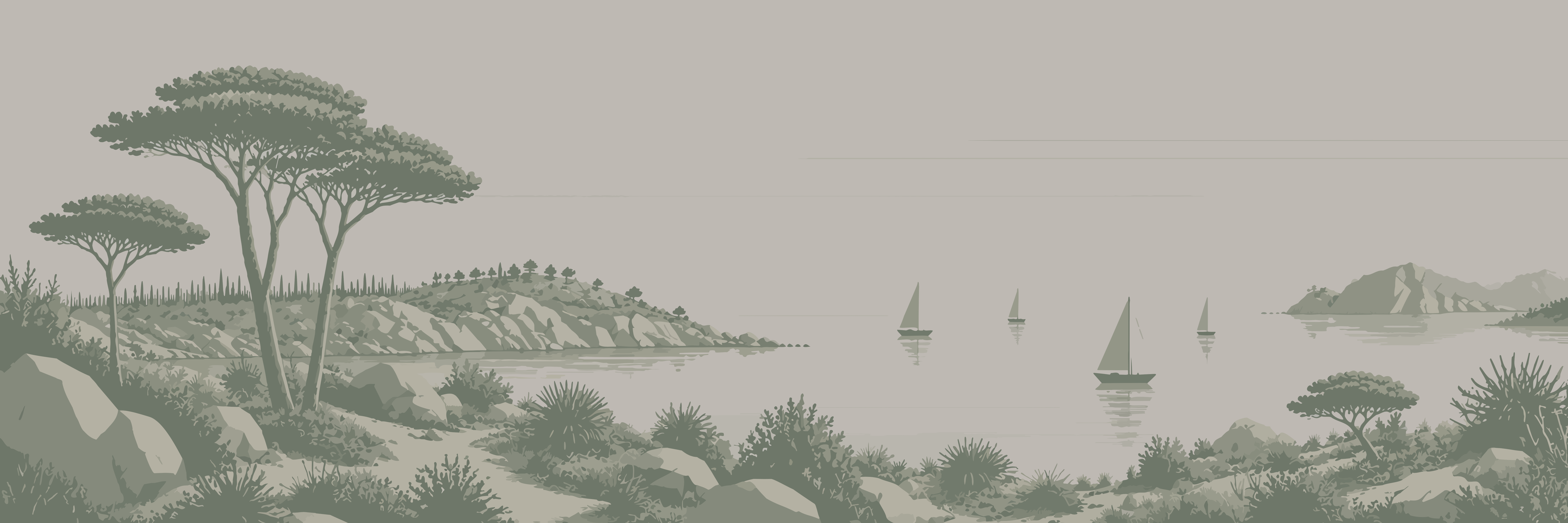 Riviera serenity | Soft sage — 9 × 3 m