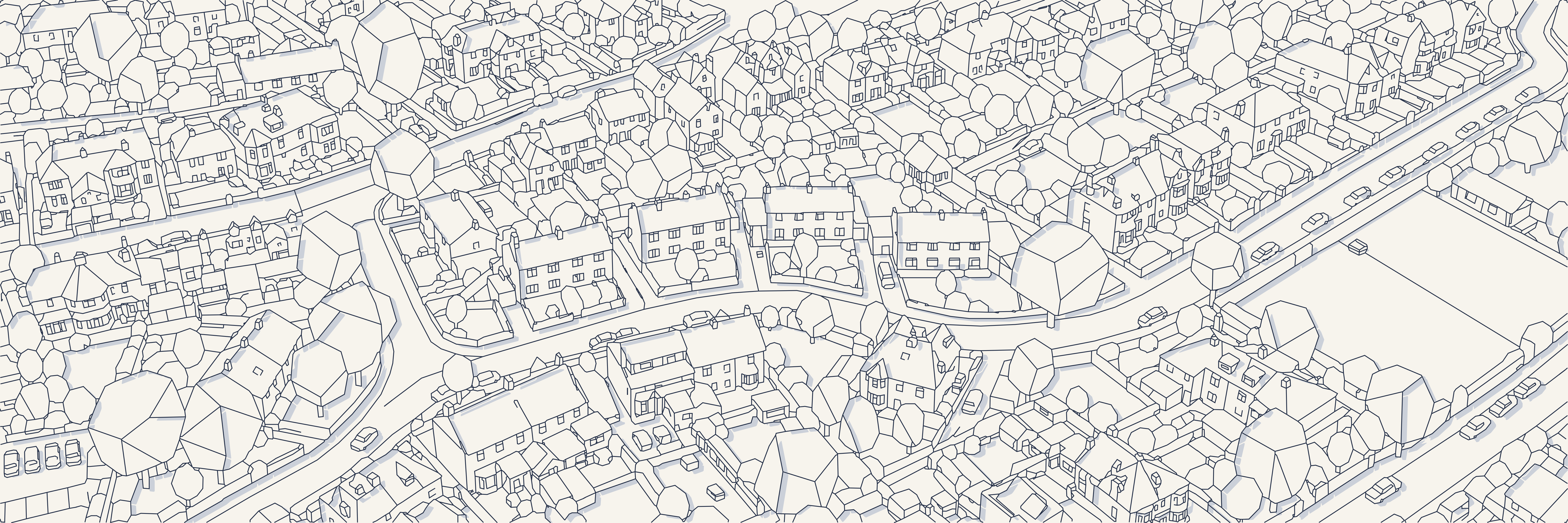 Garden Suburb 02 | Navy — 9 × 3 m
