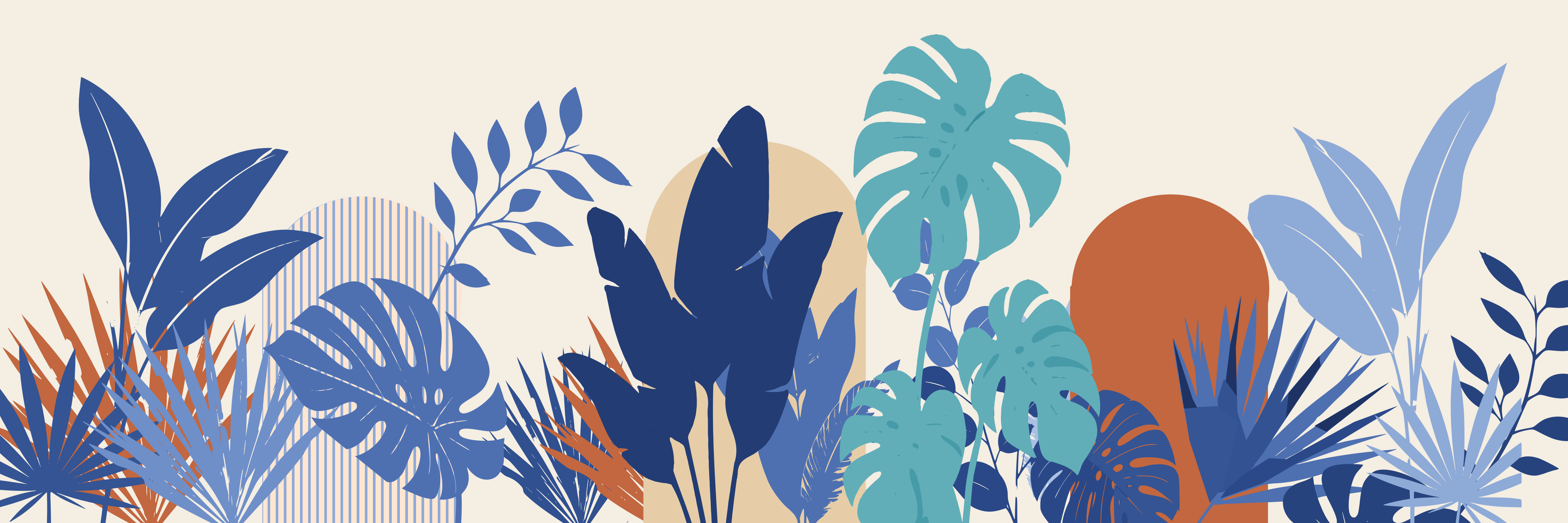 Tropical Arches | Indigo Tide — 9 × 3 m