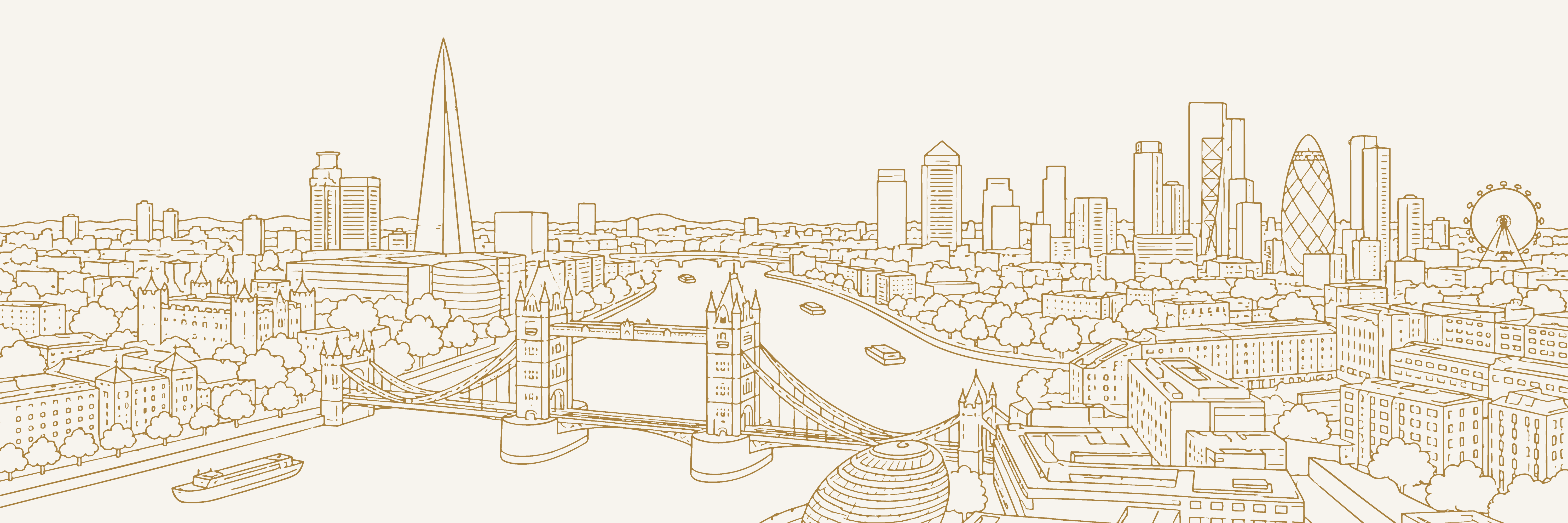 Urban Skyline London | Brass — 9 × 3 m
