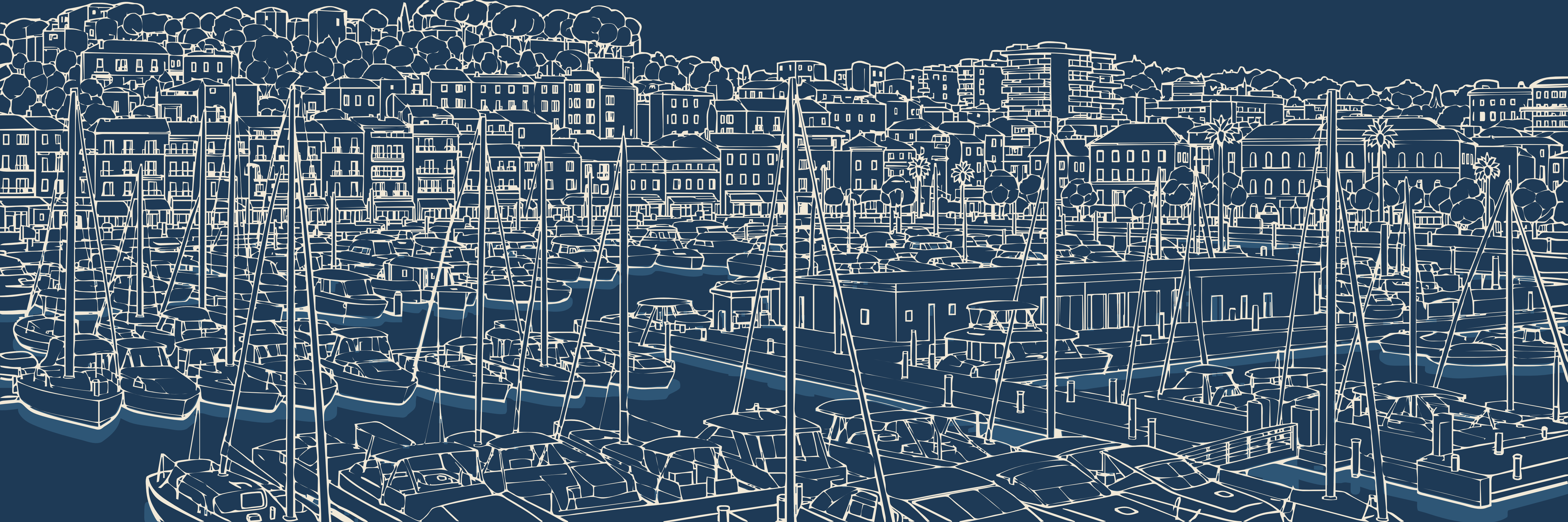 Rooftops Cannes Old Port | Midnight Navy — 9 × 3 m