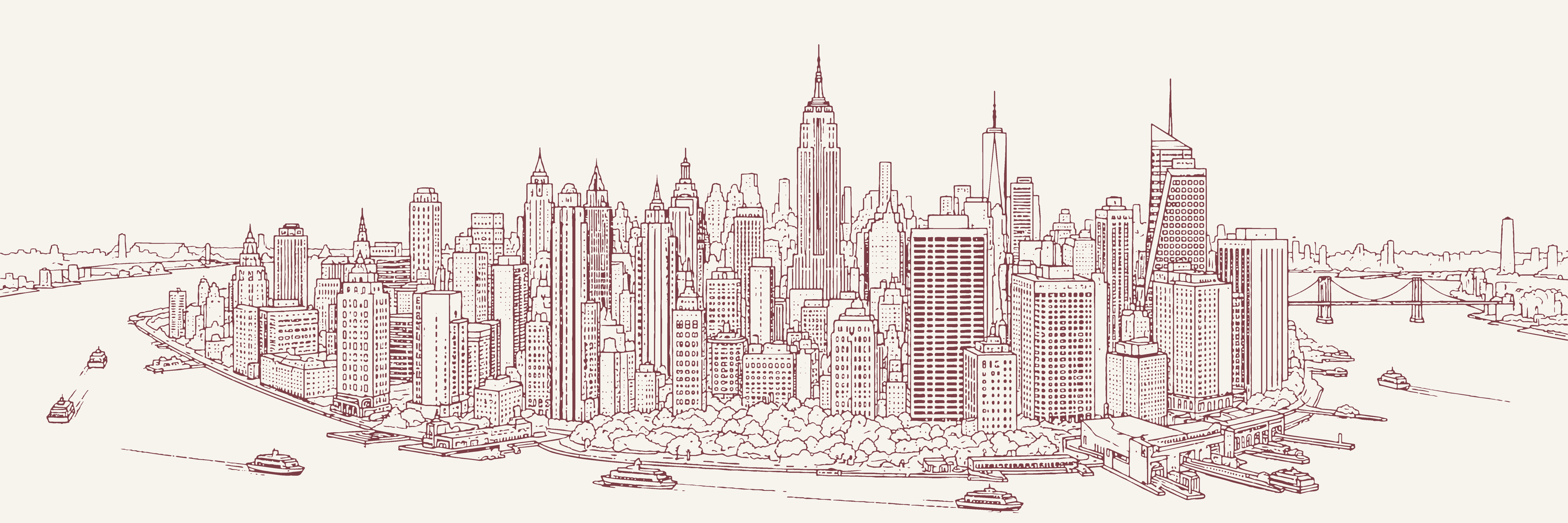 Urban Skyline New York | Bordeaux — 9 × 3 m