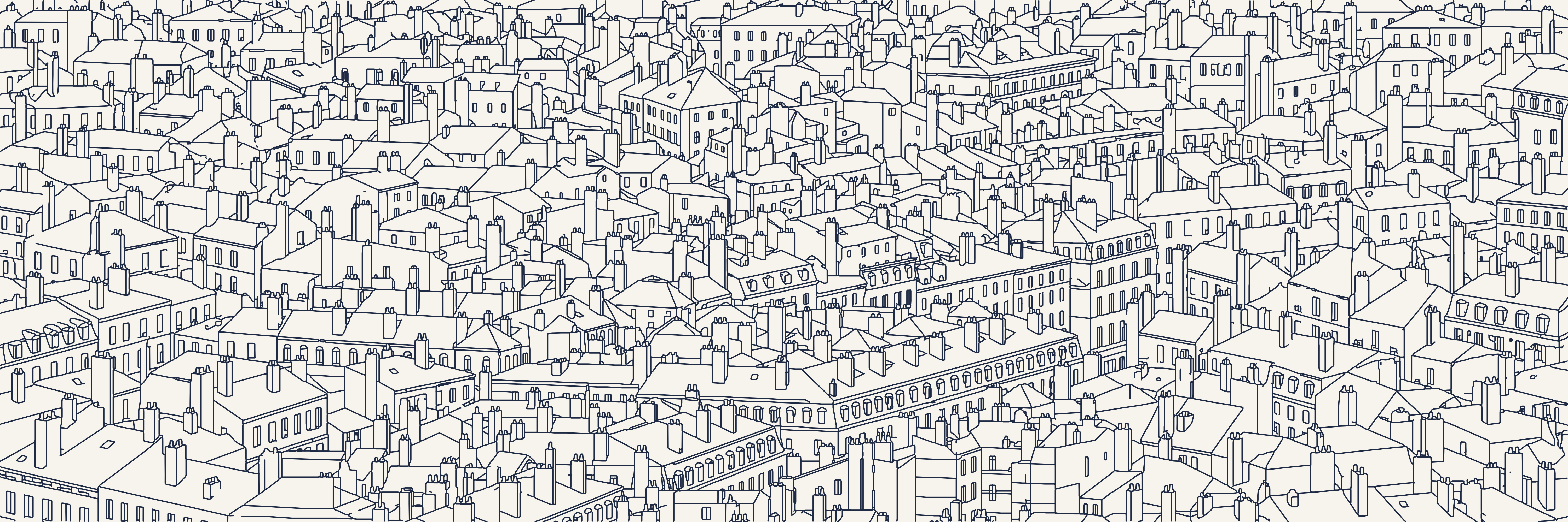 Lyon Rooftops | Navy — 9 × 3 m