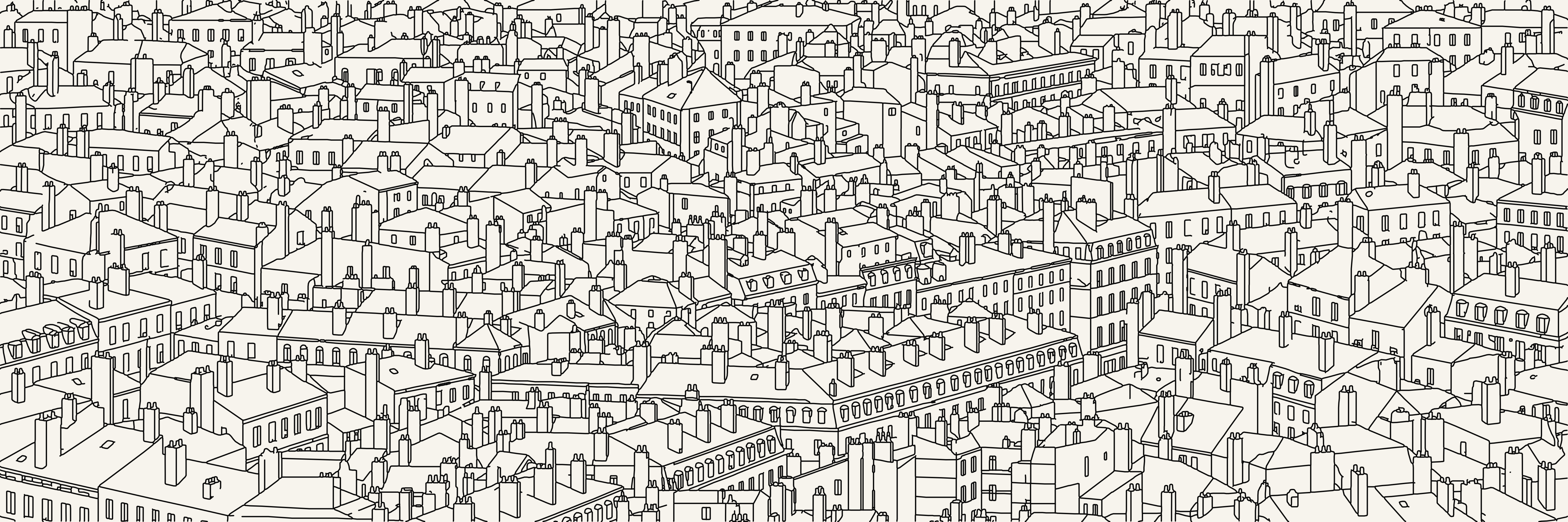 Tejados de Lyon | Negro — 9 × 3 m