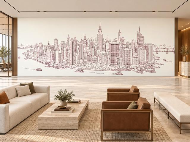 Urban Skyline New York | Burgundy